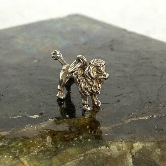 Solid Sterling Silver 925 3 Dimensional Poodle Dog Puppy Dog Charm Pendant - Picture 11 of 16